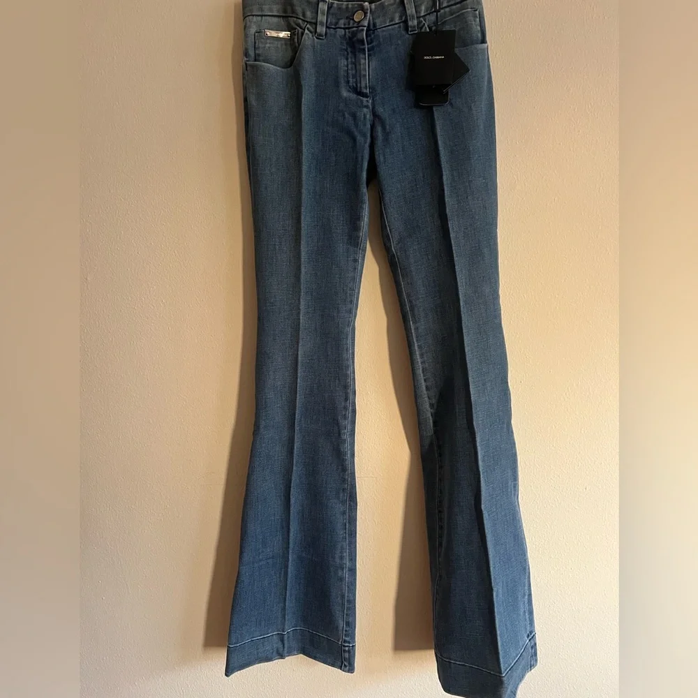 Vintage New Dolce & Gabbana Light Blue Flare Jeans Italy Size 40 Authentic - Picture 13 of 14
